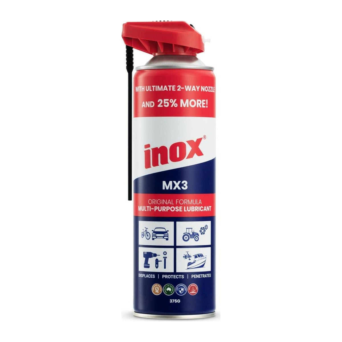 Inox MX3 Multi-Purpose Lubricant 375g Aerosol with 2-Way Straw MX3-TW375