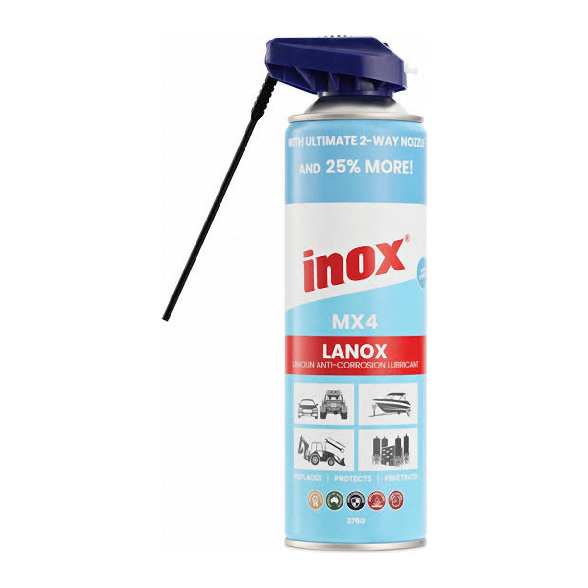 Lanox MX4 Lanolin Lubricant 375g Aerosol with 2-Way Nozzle MX4-TW375