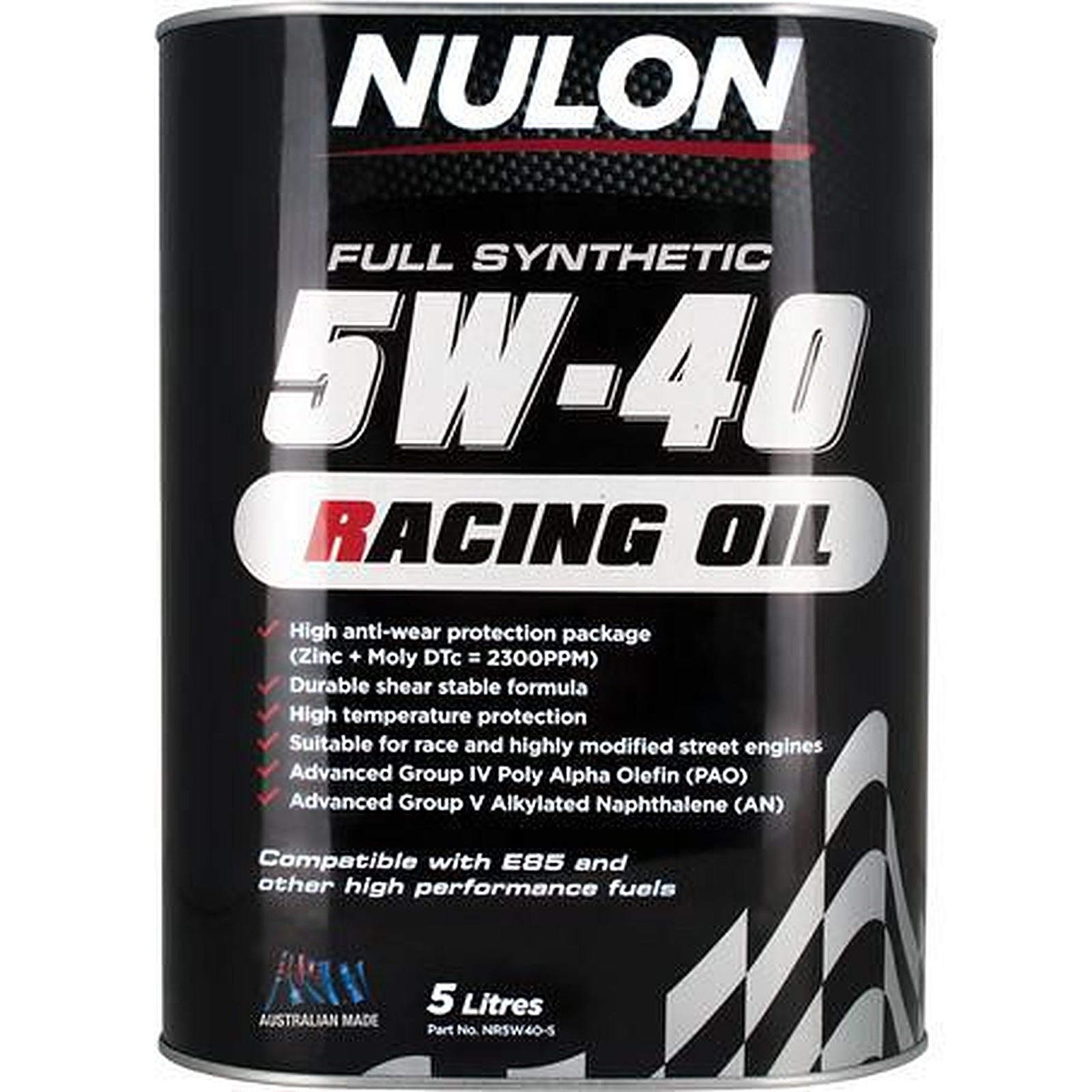 Nulon Full Synthetic Racing Engine Oil 5W-40 — 5L NRO5W40-5