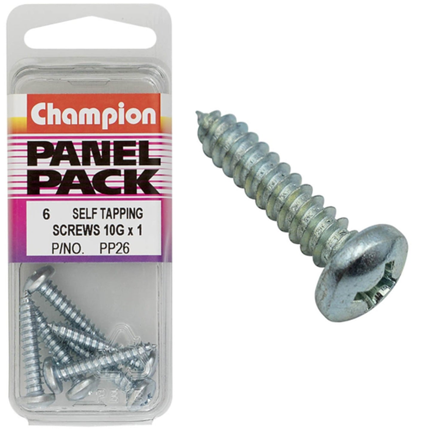 Champion Self Tapping Screws 10G x 1in — 6 Pack PP26