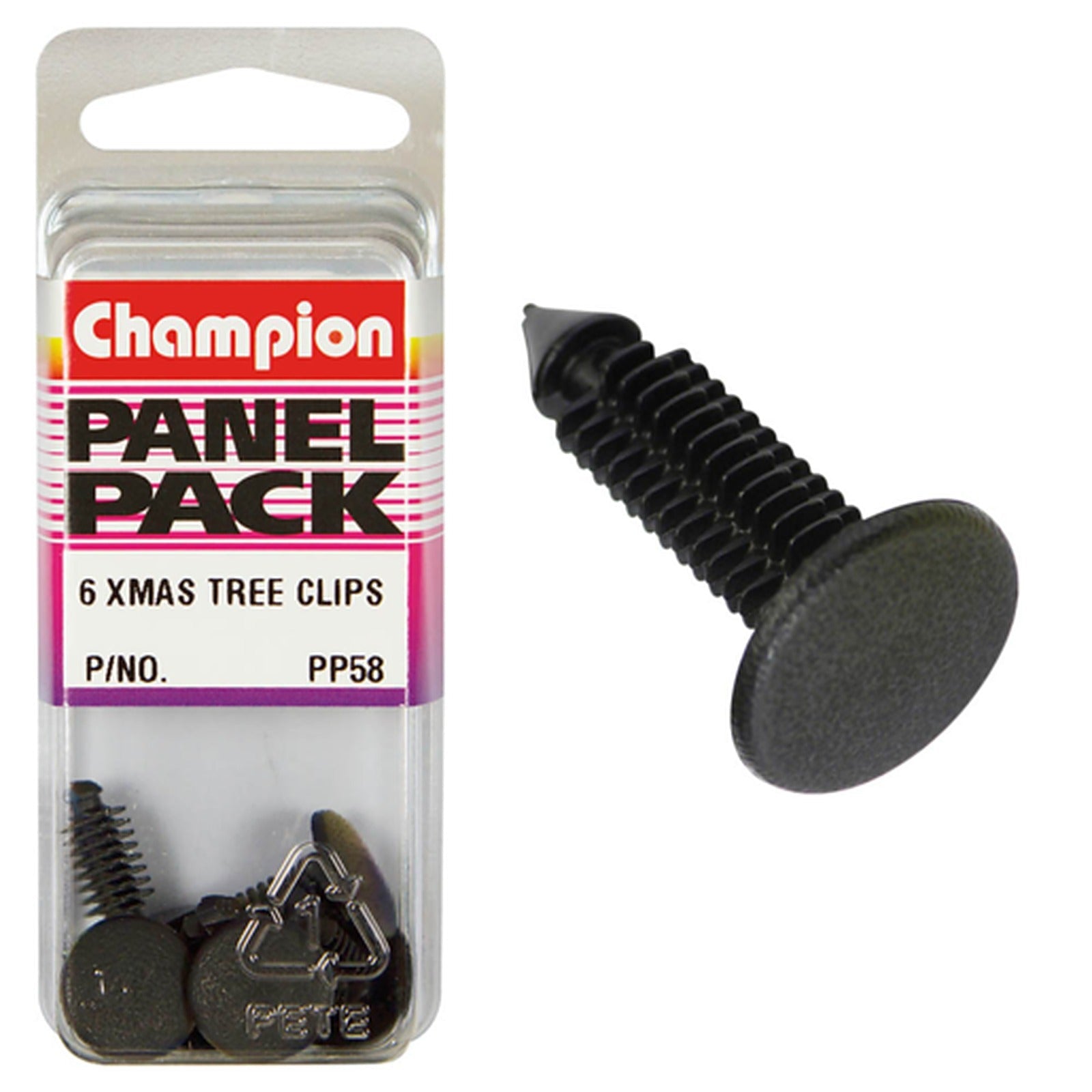Champion Xmas Tree Clips Black Len 17.2mm Stem 6.4mm Head 14mm — 6 Pack PP58