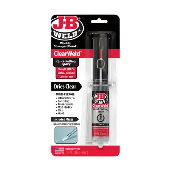 JB Weld 50114 ClearWeld 5 Minute Clear Epoxy Adhesive Syringe 14ml