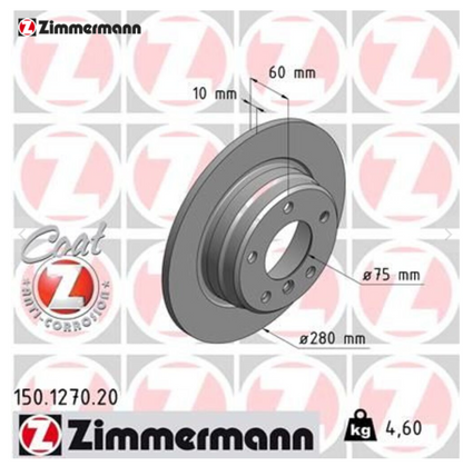 Zimmermann Coat Z Brake Rotor Rear PAIR 150.1270.20