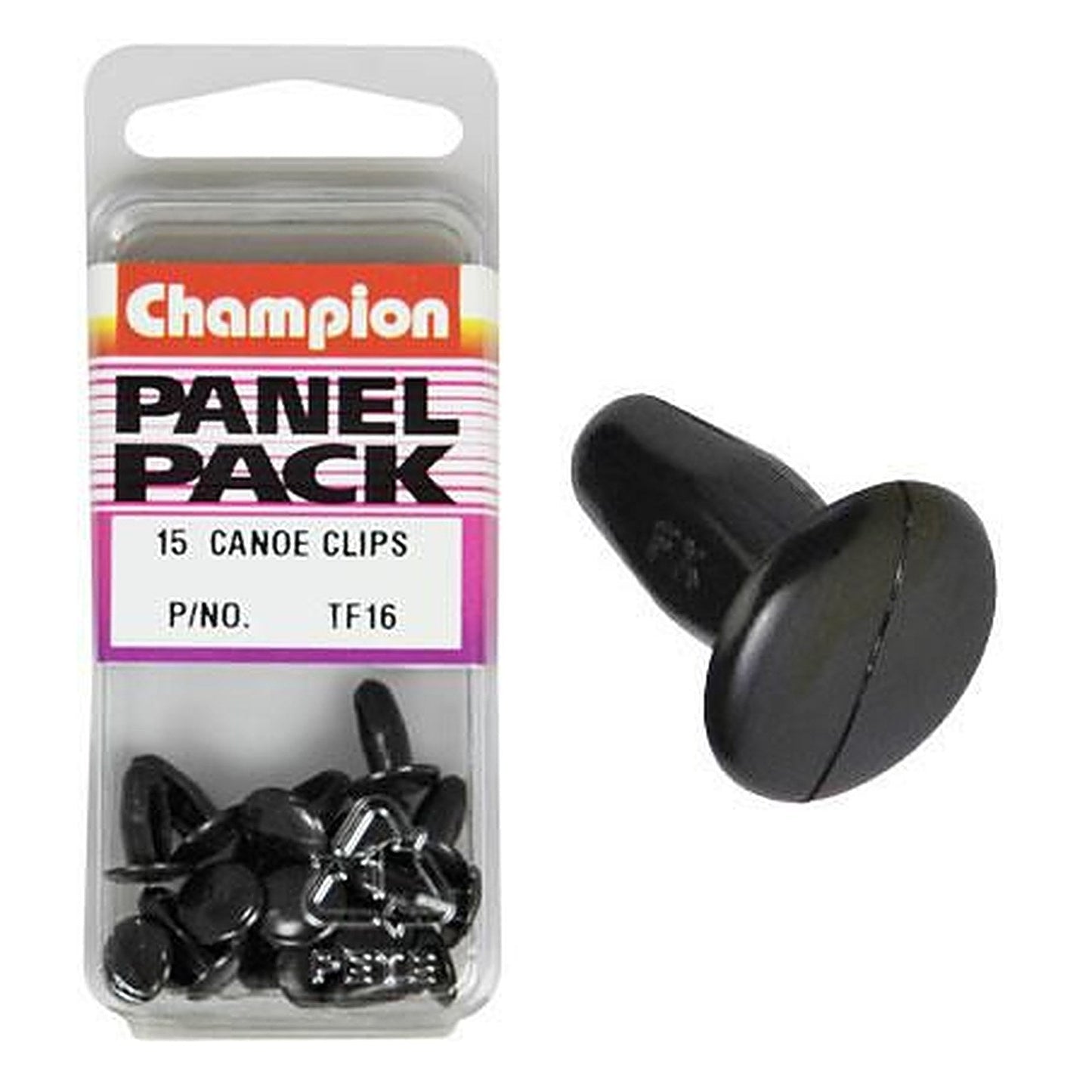 Champion Canoe Clip Black Len: 11.1mm Hole: 1.6-4.8mm Head: 9.5mm TF16