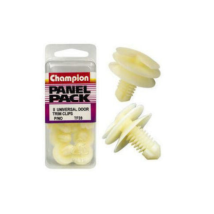Champion White Door Panel Clip 12mm Length 8mm Stem — Pack of 8