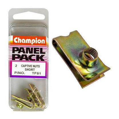 Champion Short Captive Nuts M6 x 1.00mm — Pack of 2