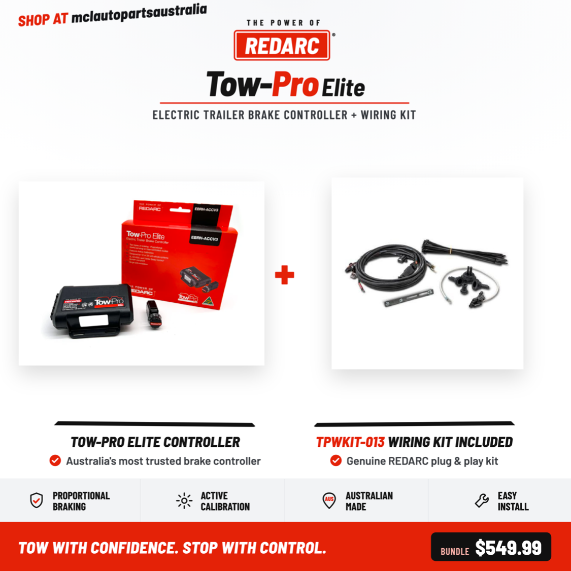 Redarc Tow-Pro Elite V3 + Universal Wiring Kit EBRH-ACCV3 TPWKIT-013