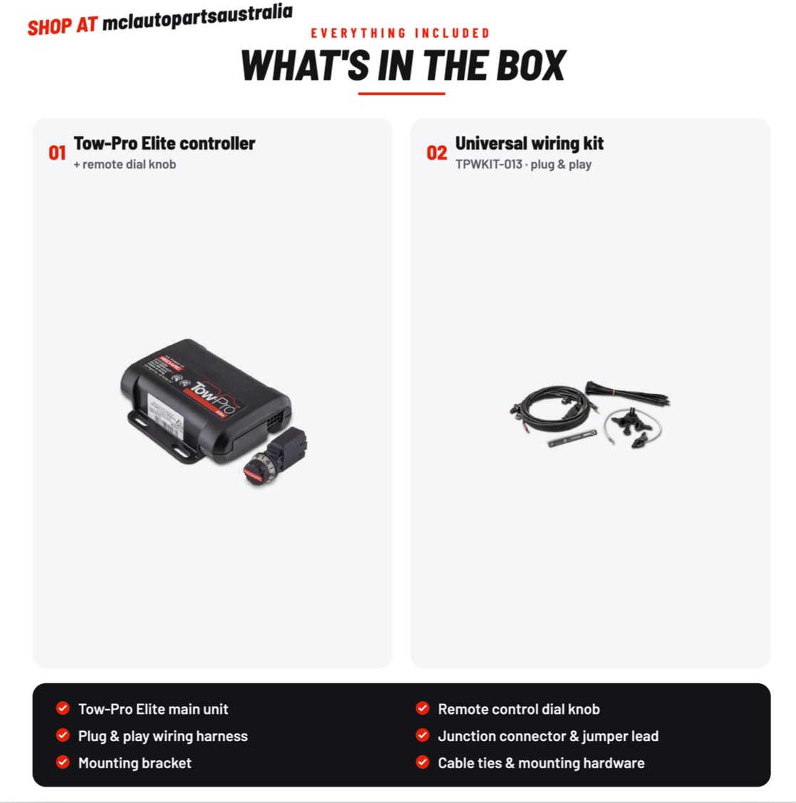 Redarc Tow-Pro Elite V3 + Universal Wiring Kit EBRH-ACCV3 TPWKIT-013