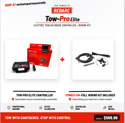 Redarc Tow-Pro Elite V3 Electric Trailer Brake Controller with Extended Wiring Kit — Complete Bundle EBRH-ACCV3-TPWKIT014