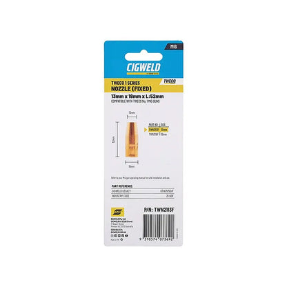 Cigweld Tweco 1 Fixed Nozzle 13mm — 2 Pack TWN2113F