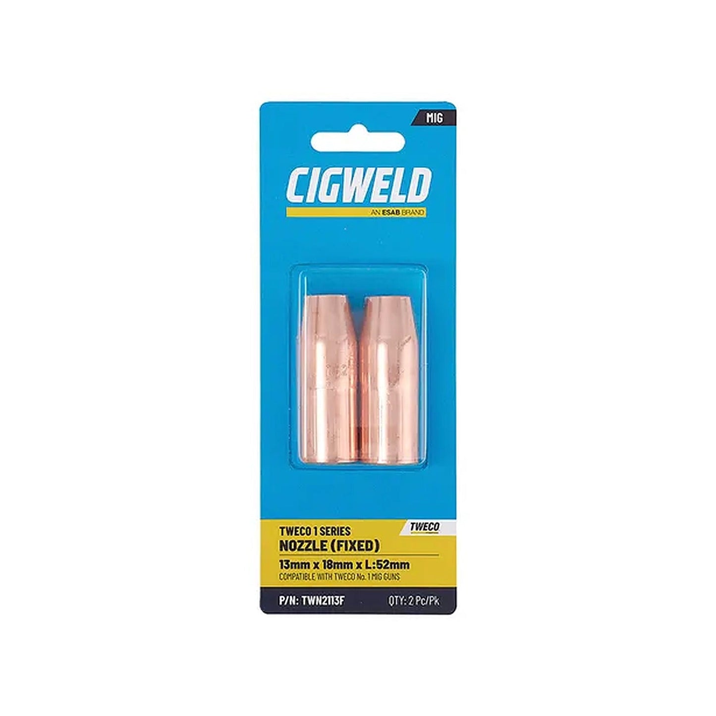 Cigweld Tweco 1 Fixed Nozzle 13mm — 2 Pack TWN2113F