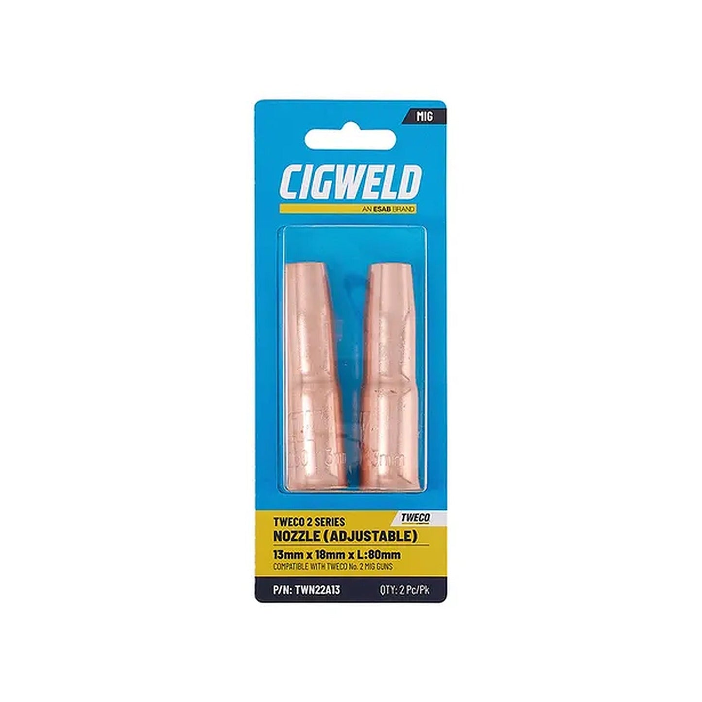 Cigweld Tweco 2 Adjustable Nozzle 13mm — 2 Pack TWN22A13