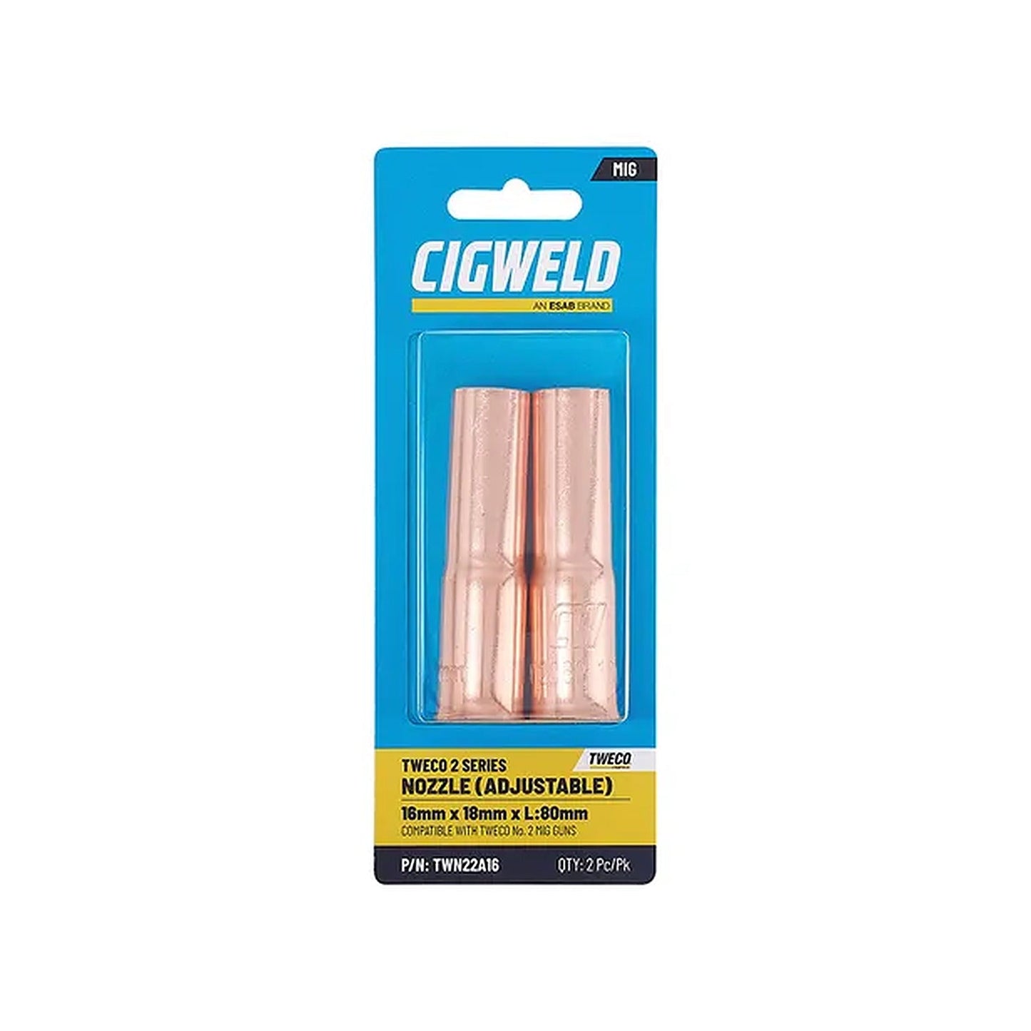 Cigweld Tweco 2 Adjustable Nozzle 16mm — 2 Pack TWN22A16