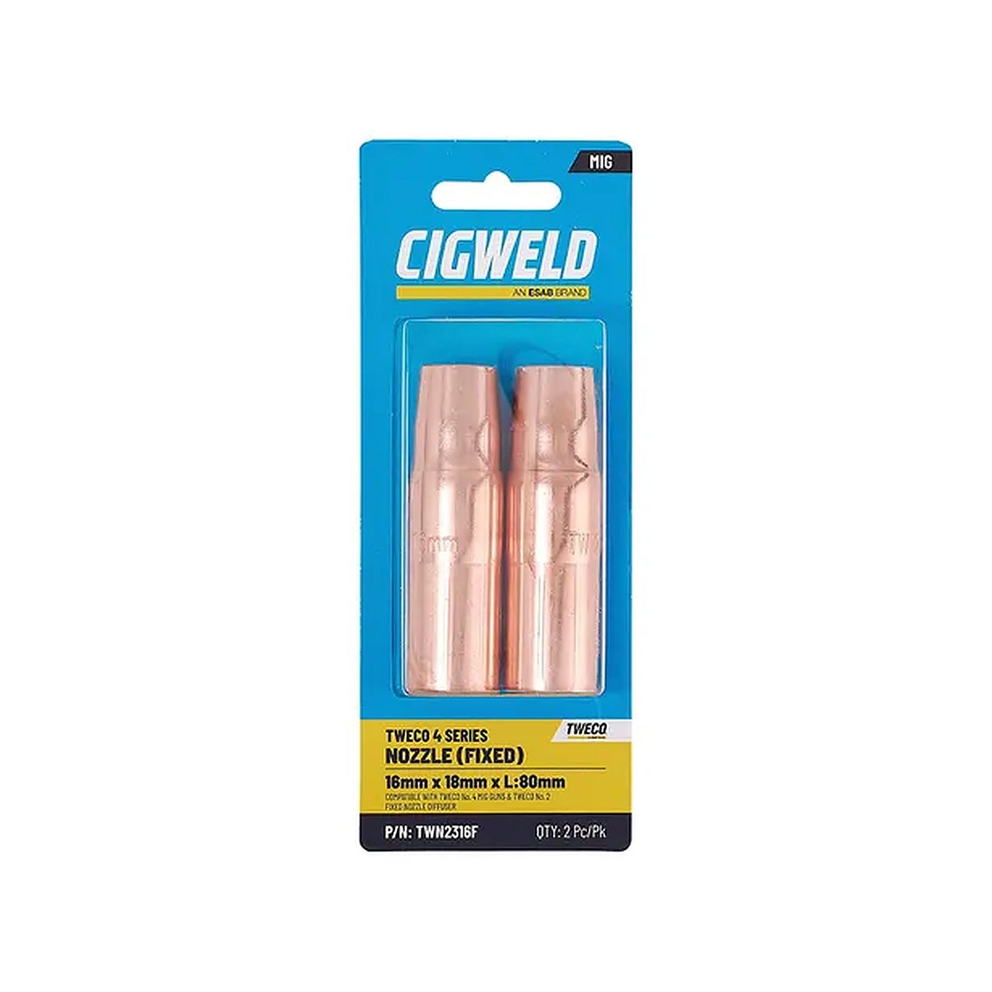 Cigweld Tweco 4 Fixed Nozzle 16mm — 2 Pack TWN2316F