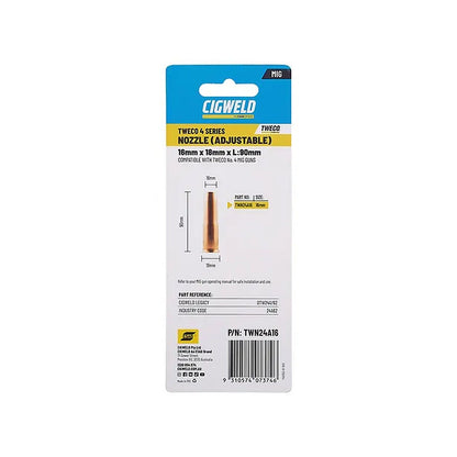 Cigweld Tweco 4 Adjustable Nozzle 16mm — 2 Pack TWN24A16