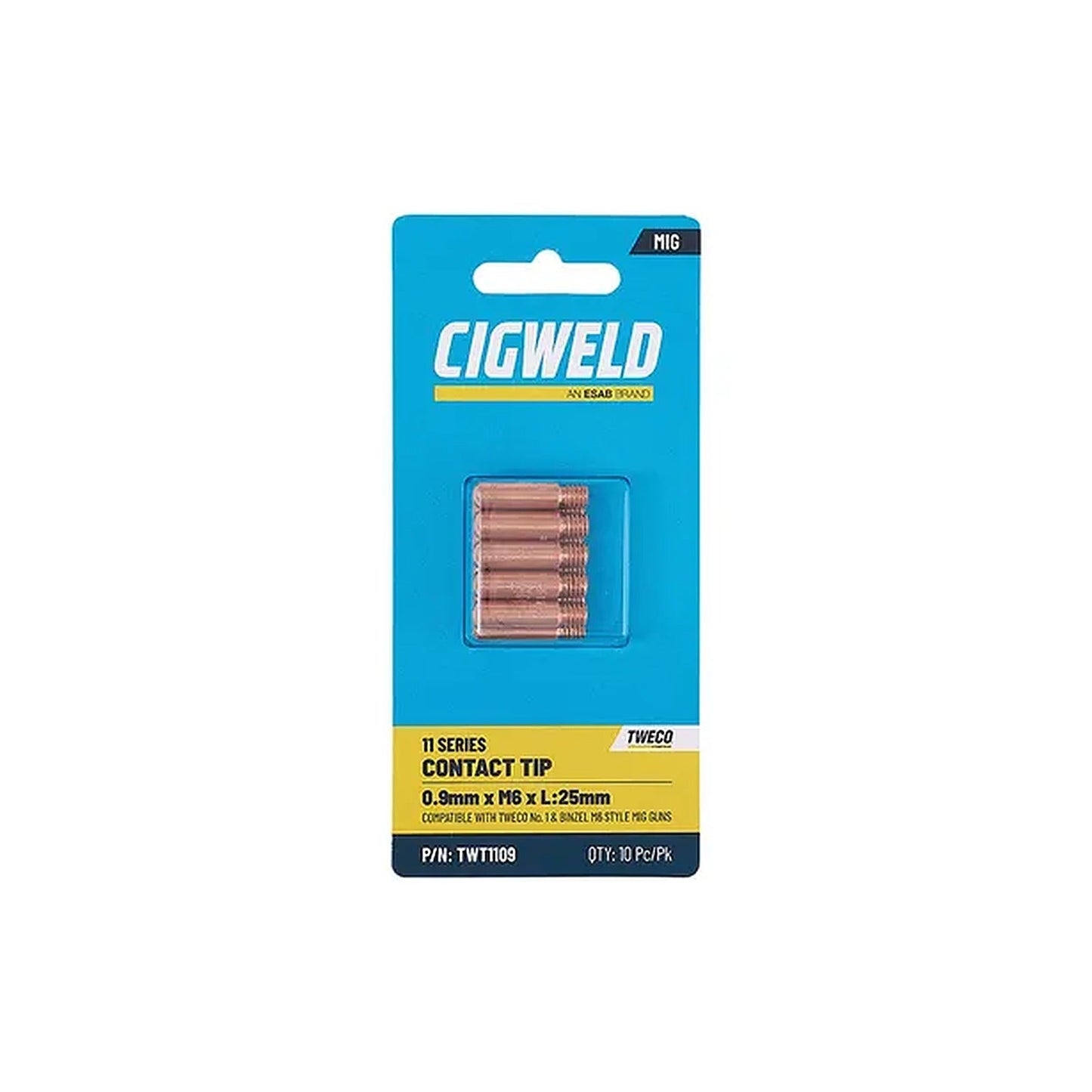Cigweld Tweco 1 Contact Tip 0.9mm — 10 Pack TWT1109