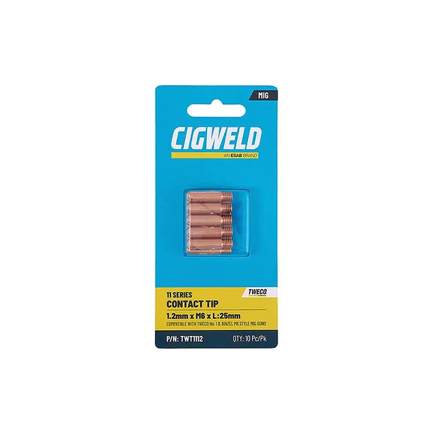 Cigweld Tweco 1 Contact Tip 1.2mm — 10 Pack TWT1112