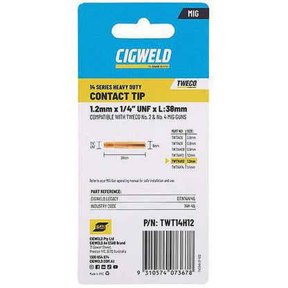 Cigweld MIG TWE 2/4 Contact Tip 1.2mm HD TWT14H12