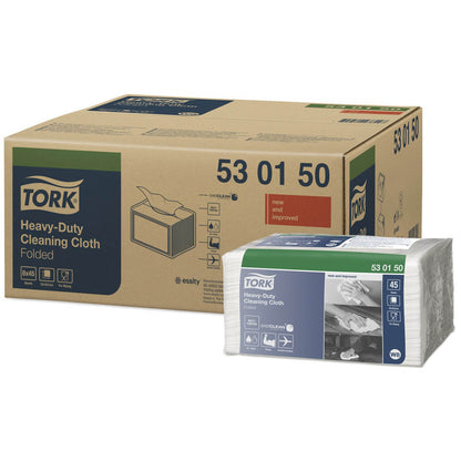 Tork Heavy Duty Cleaning Cloths W8 — 38.5 x 32cm White, 45 per Pack