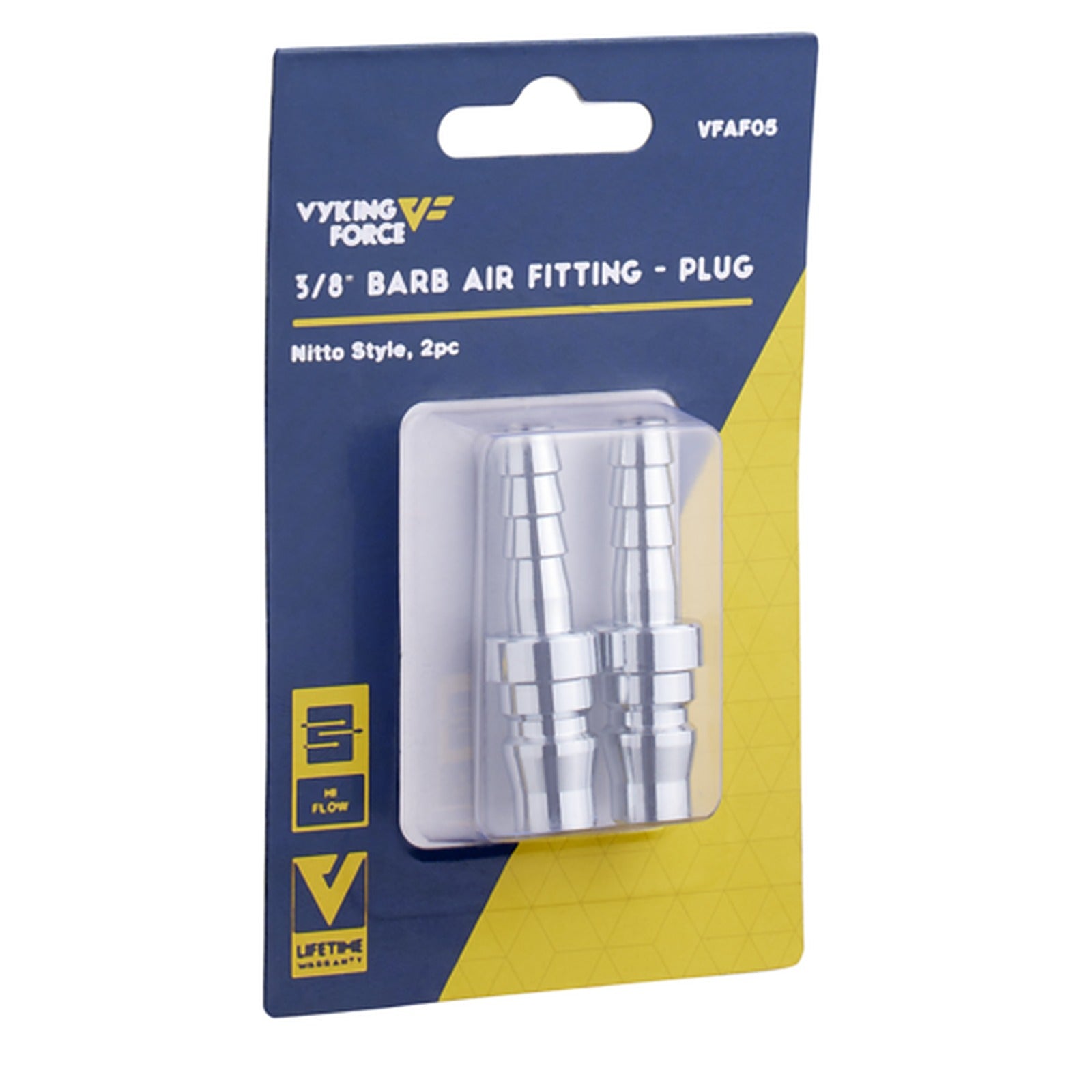 Vyking Force Air Fitting Plug 3/8in Male Barb — 2 Pcs VFAF05