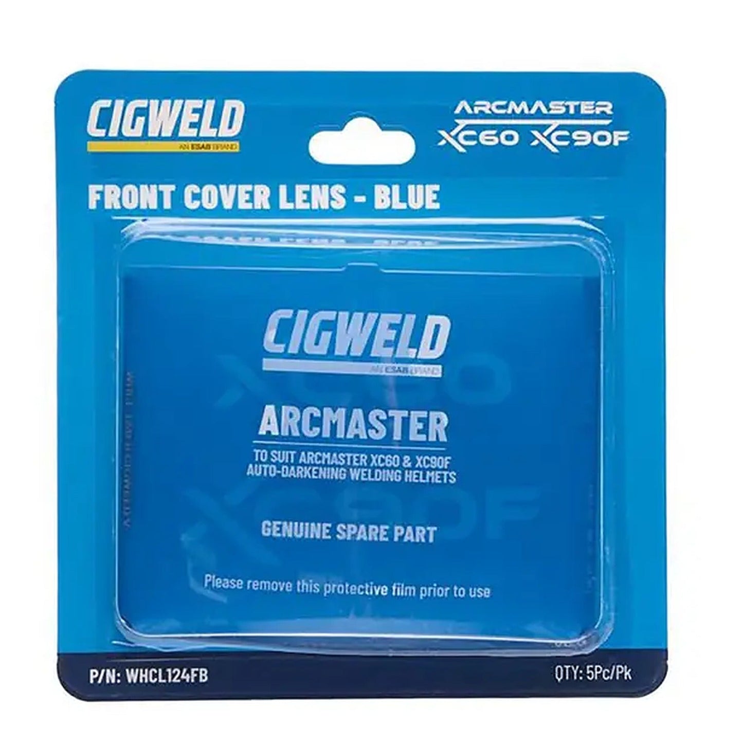 Cigweld Arcmaster XC60/XC90F Blue Front Cover Lens — 5 Pack WHCL124FB