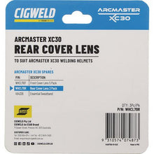 Cigweld Rear Cover Lens 3 Pack (Arcmaster XC30 Helmet) WHCL70R