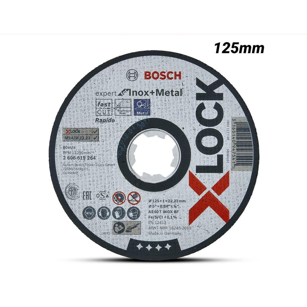 Bosch X-LOCK EXPERT >INOX (2.608.619.264) 125mm x 1.0mm x 22.23mm Straight Inox+Metal Cut Off Disc
