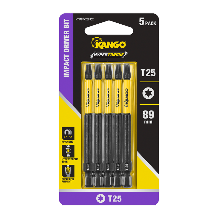 Kango 89mm TX25 Hypertorque Impact Driver Bit - 5 Pack