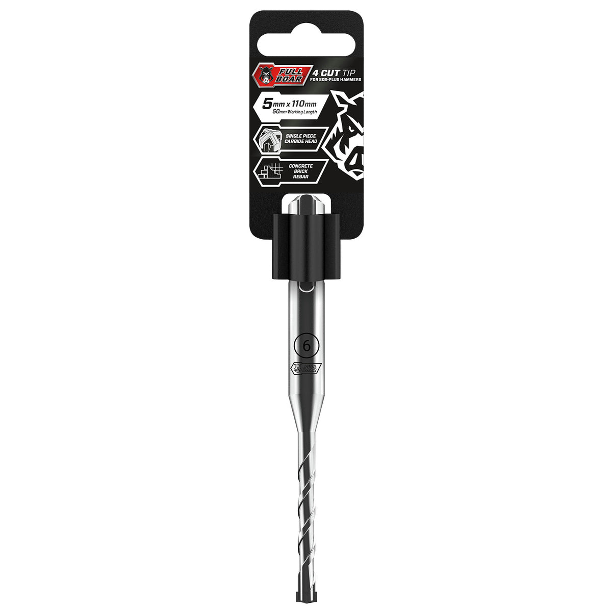 Full Boar 5mm x 110mm 4 Cut Tip for SDS-Plus Hammers