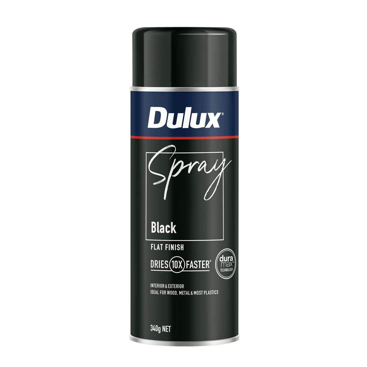 Dulux 340g Black Flat Finish Spray Paint