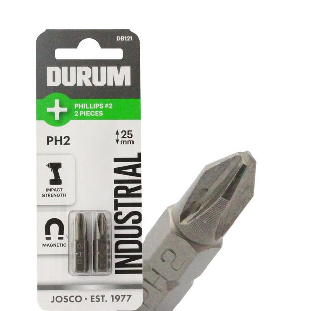 DURUM PH2 x 25mm Phillips Insert Screwdriver Bit - 2 Piece DB121