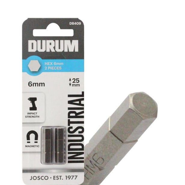 DURUM 6 x 25mm Internal Hex Insert Screwdriver Bit - 2 Piece DB409