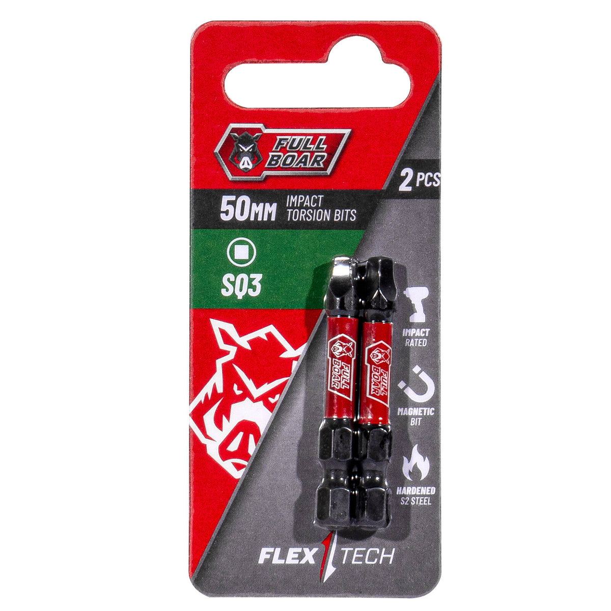Full Boar SQ3 x 50mm Impact Torsion Bits Set - 2 Pack