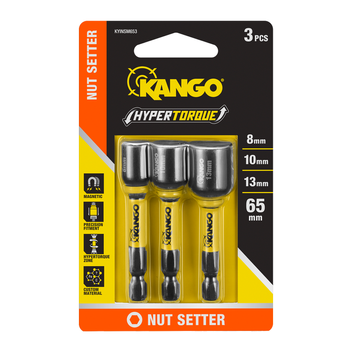 Kango 65mm Hypertorque Metric Magnetic Nut Setters - 3 Pack