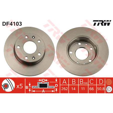 TRW Disc Brake Rotor Solid DF4103S