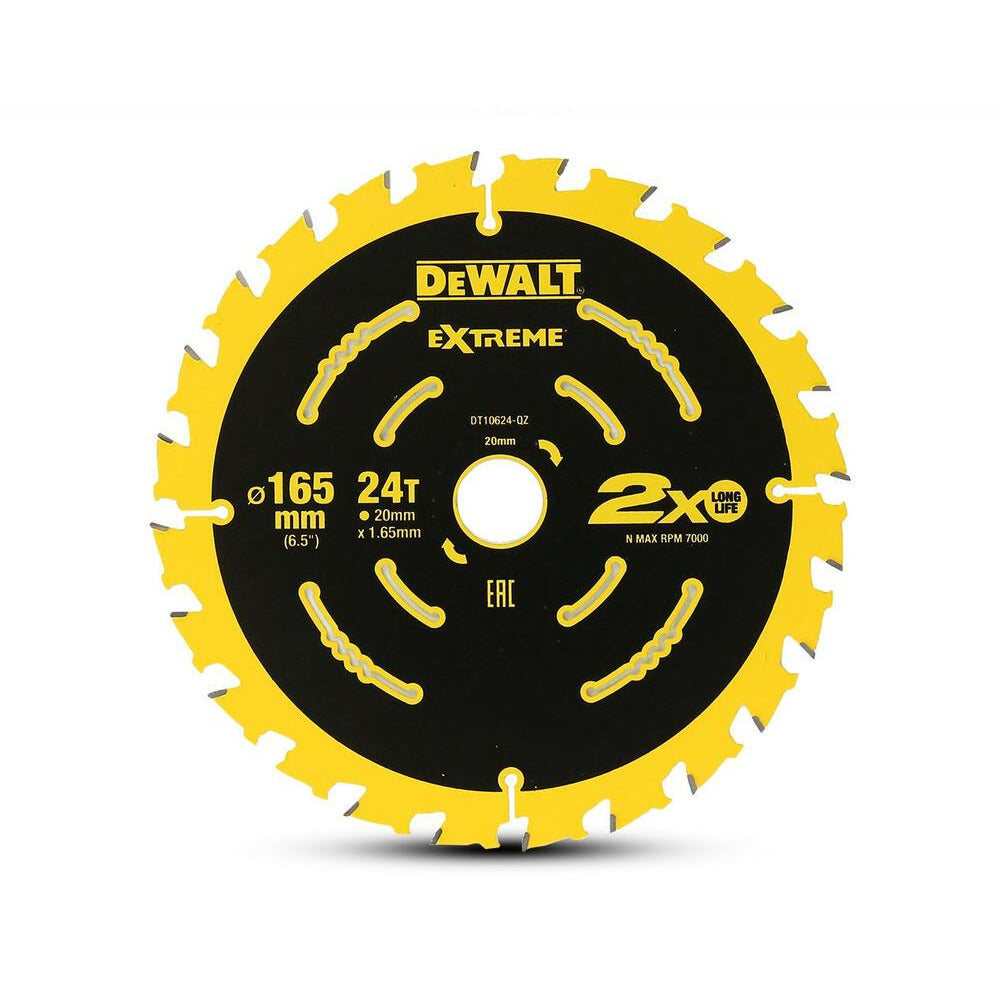 DeWalt DT10624-QZ 165mm (6.5") 24T Extreme Circular Saw Blade