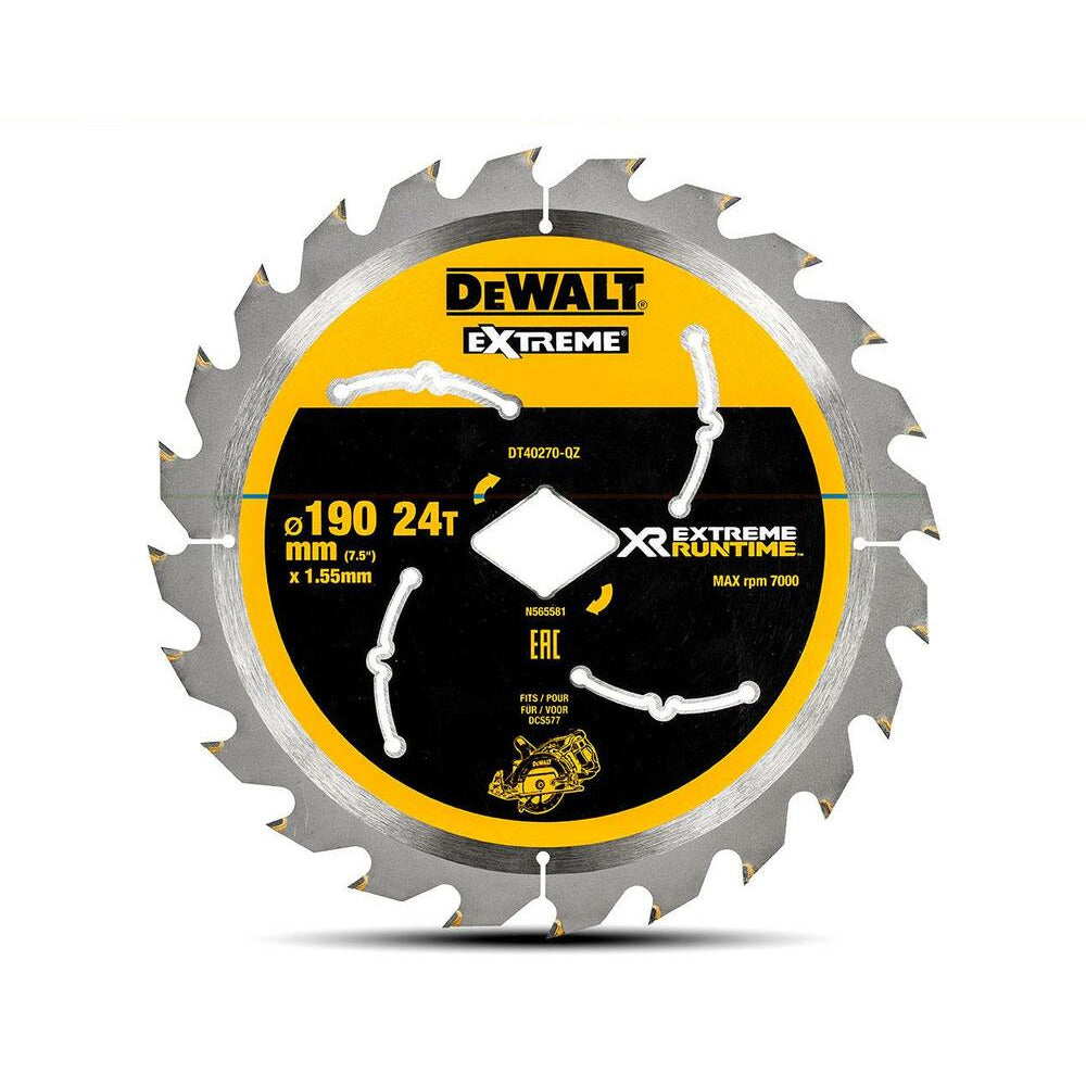 DeWalt DT40270-QZ 190mm (7-1/2") 24T Diamond Shaped Bore Circular Saw Blade