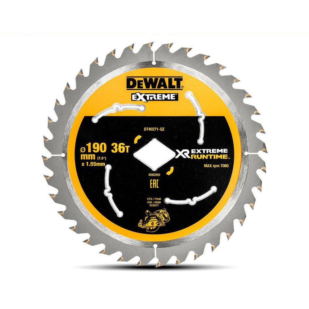 DeWalt DT40271-QZ 190mm (7-1/2") 36T Diamond Shaped Bore Circular Saw Blade
