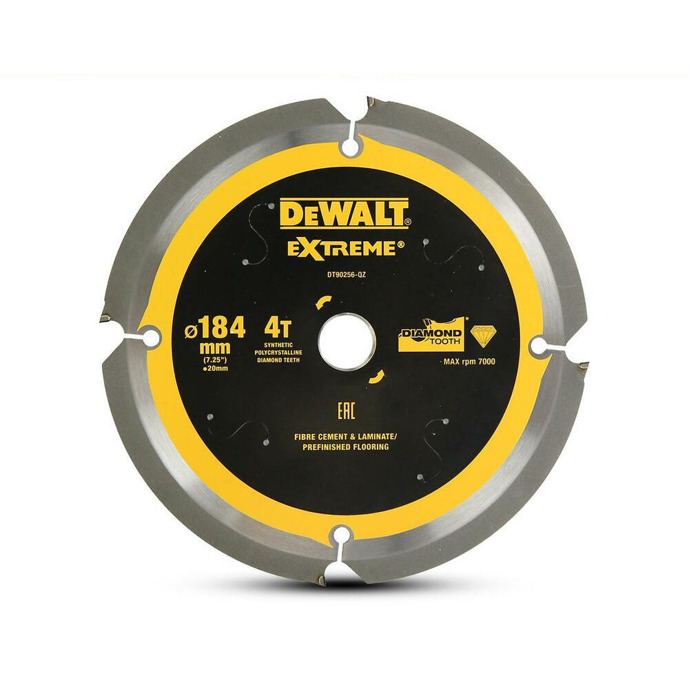 DeWalt DT90256-QZ 184mm (7") 4T Extreme PCD Cement & Laminate Circular Saw Blade