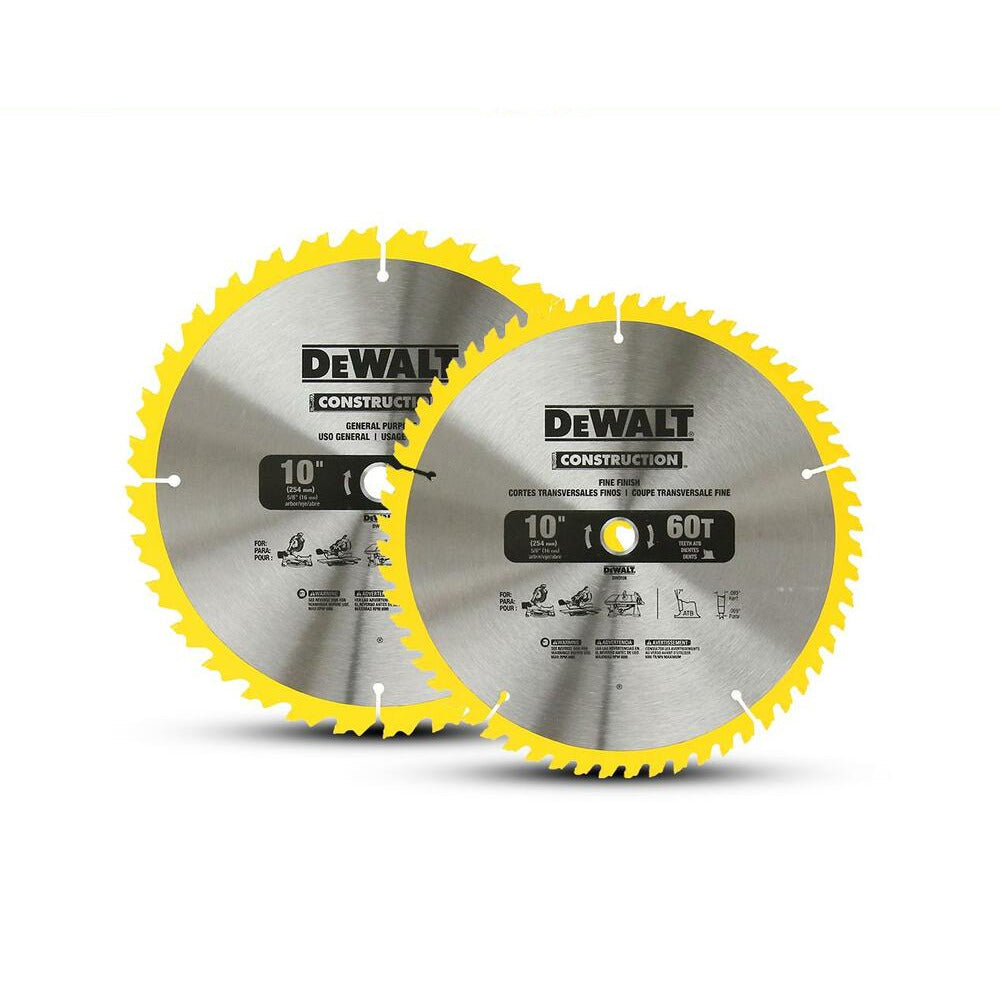 DeWalt DW3106P5 2-Pack 254mm (10") 32T/60T Construction Circular Saw Blades