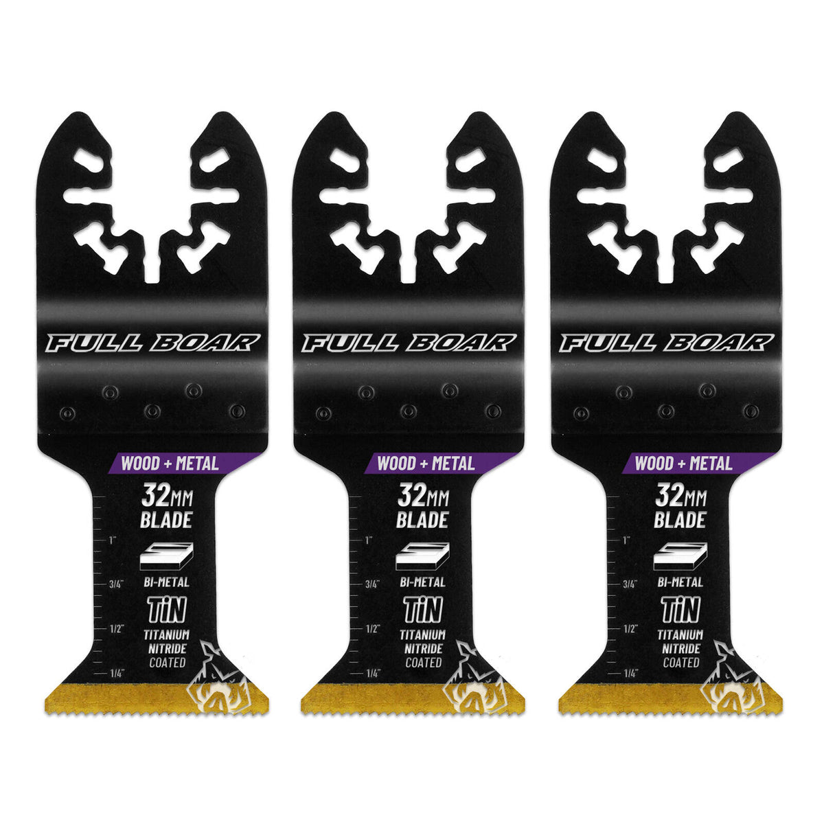 Full Boar 32mm Wood And Metal Plunge Cut Multi-Tool Blade - 3 Pack