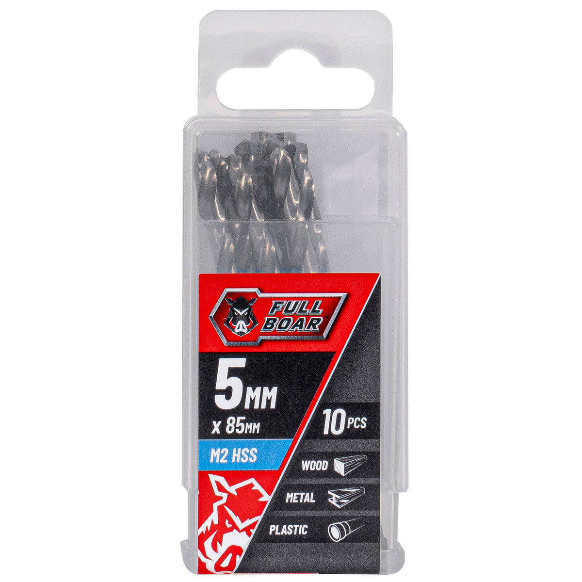 Full Boar 5mm M2 HSS Drill Bit - 10 Pack