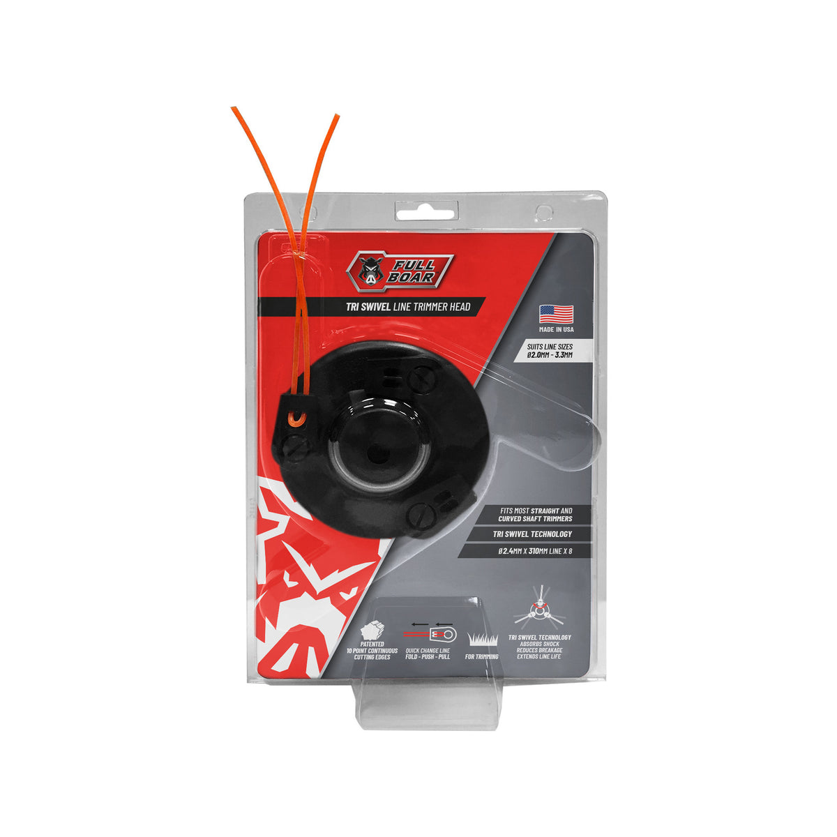 Full Boar Tri Swivel Line Trimmer Head