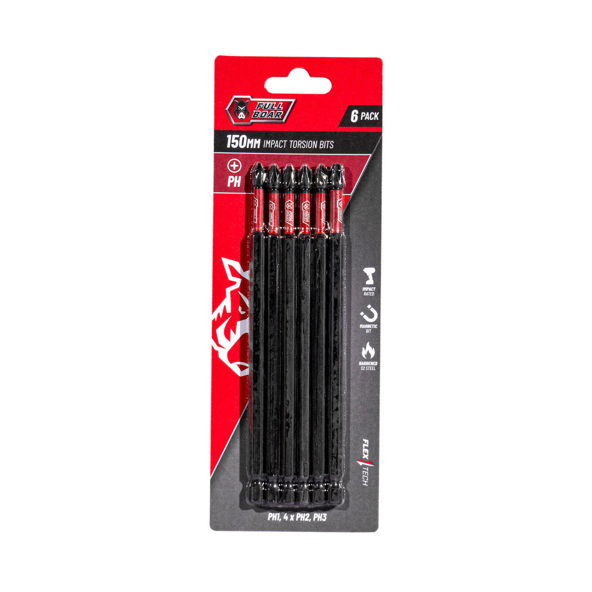 Full Boar PH x 150mm Impact Torsion Bits Set - 6 Pack