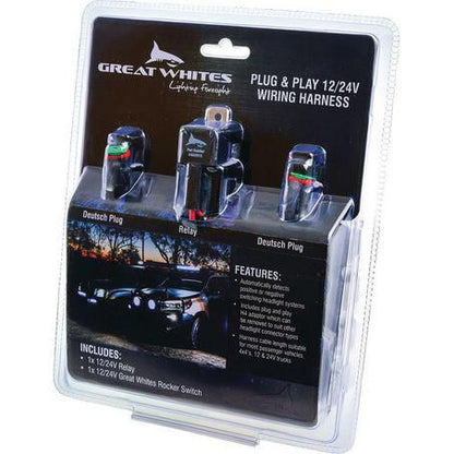 Great Whites 12V/24V Driving Light Wiring Harness H4 Adaptor GWA0015