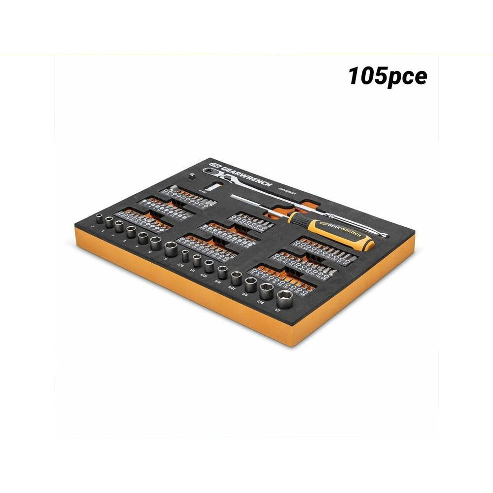 GEARWRENCH GWMSMBS01 105pce 1/4” Drive Slim Head Mechanics Tool Set in Foam Storage Tray