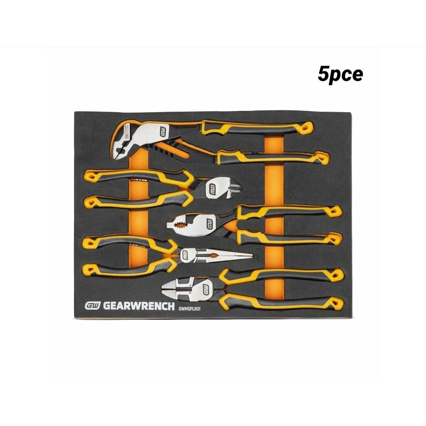GEARWRENCH GWMSPLR01 5pce PITBULL Cushion Grip Pliers Set in Foam Storage Tray