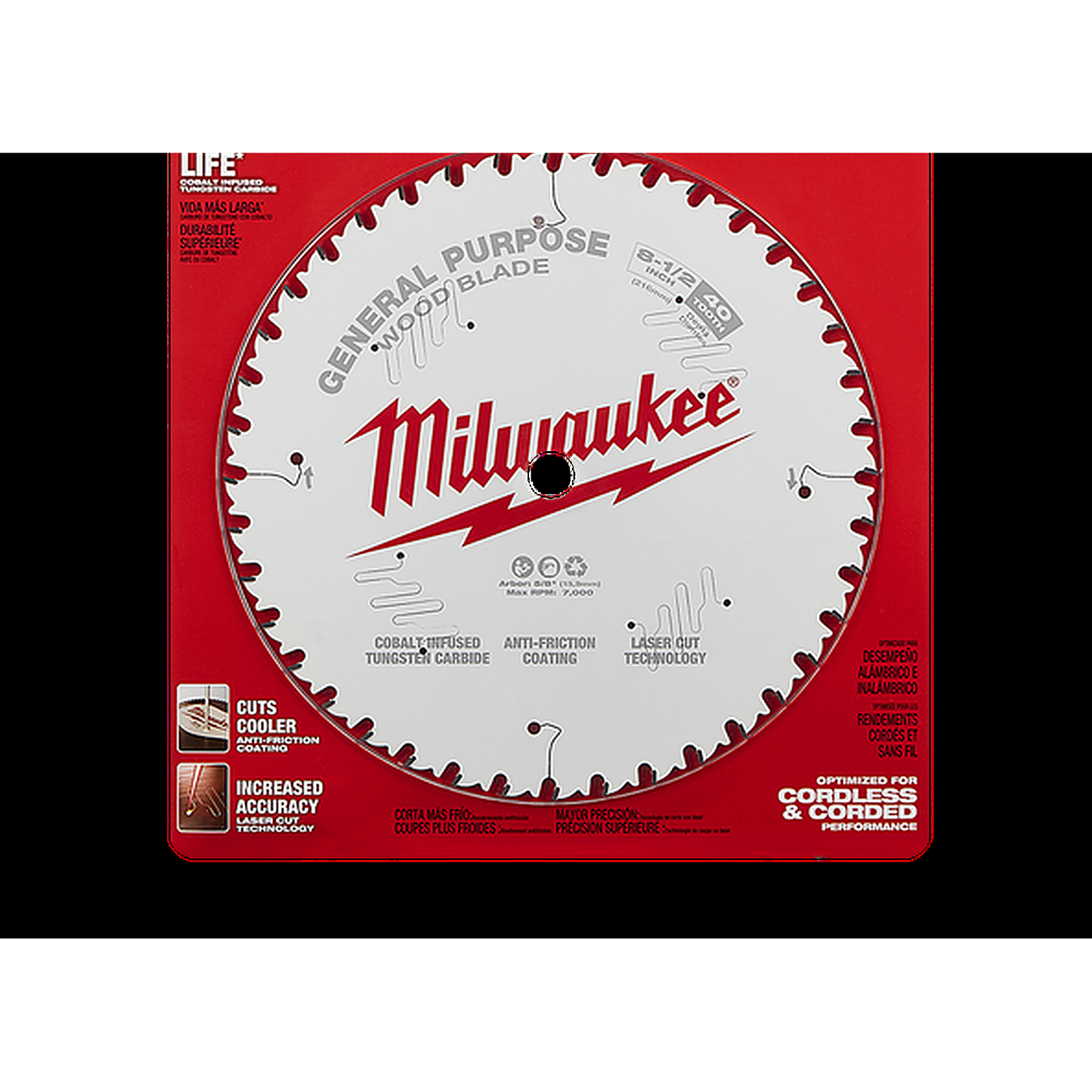 Milwaukee 210mm (8-1/4in) 60T Wood Circular Saw Blade Ultra Fine Finish 48408824