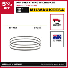 Milwaukee 48390611 3-Pack 1140mm Deep Cut Extreme Thin Metal Bandsaw Blades