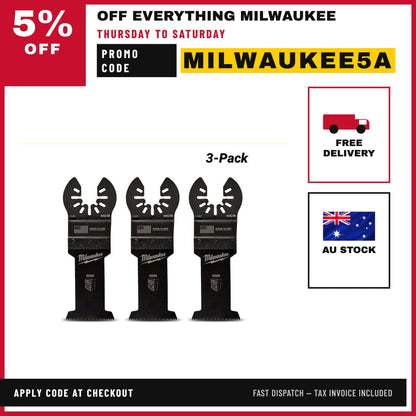 Milwaukee 49251103 3-Pack 35mm (1 3/8") OPEN-LOK High Carbon Steel Wood Blade